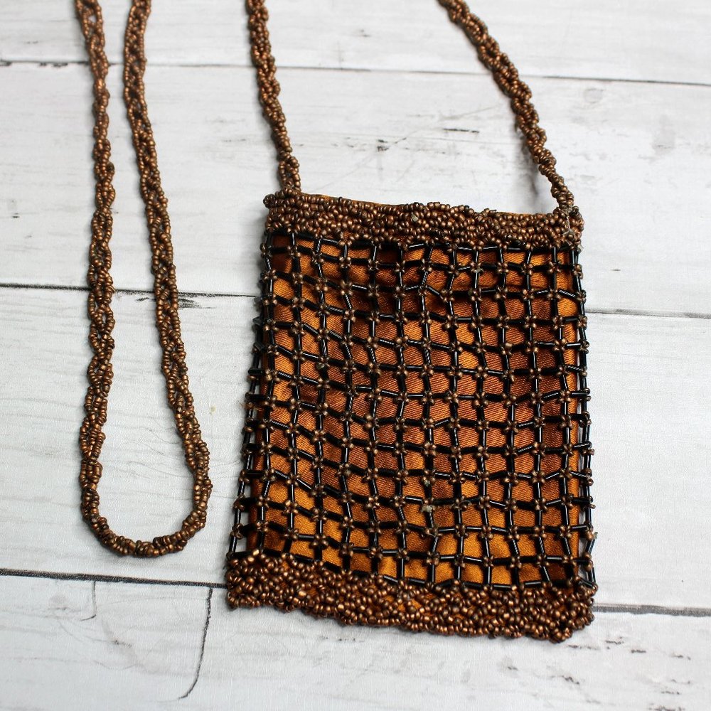 Vintage Handmade Womens Formal Beaded Evening Crossbody Shoulder Bag